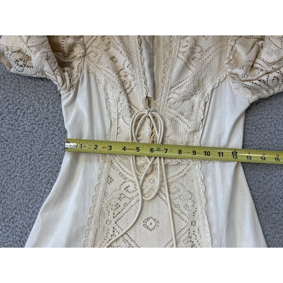Vintage Gunne Sax Dress Size 7 Crochet Lace Corset Prairie Cottagecore Wedding - Picture 11 of 16